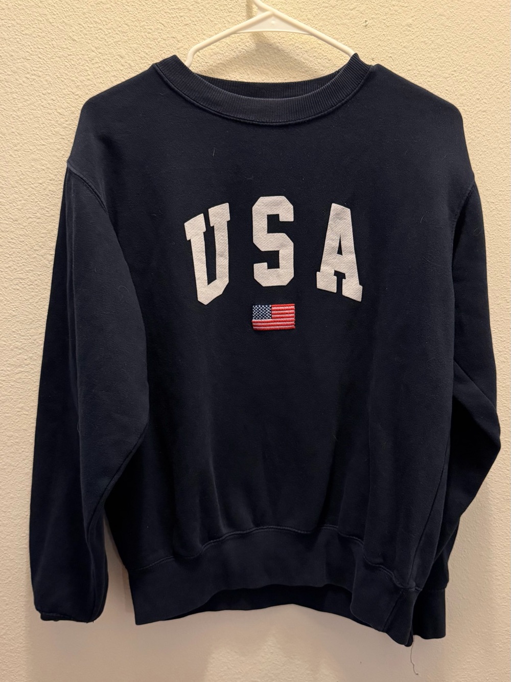 Brandy Melville Navy Crewneck Sweatshirt with USA Patch